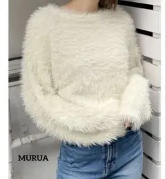 MURUA クロップトシャギーニット アイボリー
