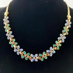 美品 スワロフスキー ネックレス フラワー ゴールド マルチカラー