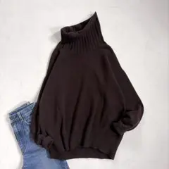 スピックアンドスパン カシミヤ混 タートルネック ニット ブラウン ゆったり