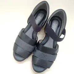 美品 Pansy cool step サンダル 24 3E ネイビー 吸水速乾