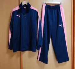 PUMA ジャージ上下セット ネイビー&ピンクライン メンズSS 男女兼用