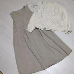 サマンサモスモス ダブル釦ジレワンピース 付け襟 ブラウス 3点セット