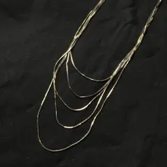 極細チェーン　ゴールドカラー　5連　ロングネックレス　ヴィンテージ