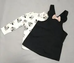 H&M　ディズニー　ミニー　ジャンパースカート　ロンT　セット　80