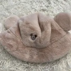 ディズニー　ファンキャップ　ミッキーマウス 耳付きベージュ帽子