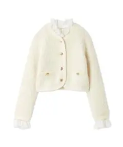 【新品・タグ付き】SNIDEL ファーライクフリルニットジャケット　アイボリー