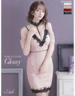 ROBE de FLEURS Glossy オフショルピンクドレスM新品極美品❣️