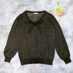 a.v.v standard 黒リボン付きニット 金糸 上品 size38