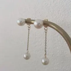 069 2Wayパール　スタッドピアス　ラウンドパールピアス