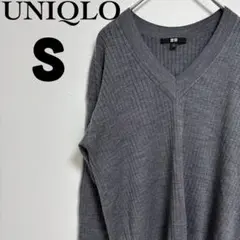 【ユニクロ】メリノブレンドリブVネックセーター　長袖　レディース　S
