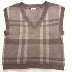 INGNI チェック柄 ニットベスト ブラウン系