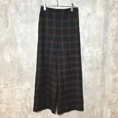 ✨良品✨ GU ジーユー M ワイドパンツ ストレート 美脚 チェック レーヨン