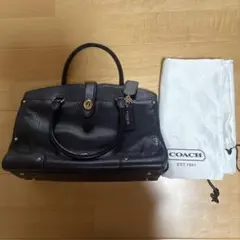 COACH ダークネイビー レザー ハンドバッグ