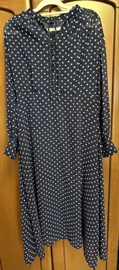UNTITLED ネイビー・ドット柄 ロングワンピース サイズ2