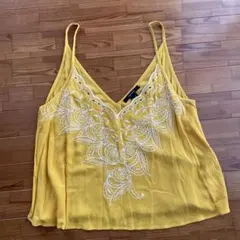 FOREVER 21 刺繍キャミソール イエロー USサイズSのサムネイル
