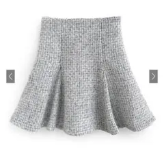 インパン裏地付きツイードミニフレアスカート[dk1314] グレー ツイード