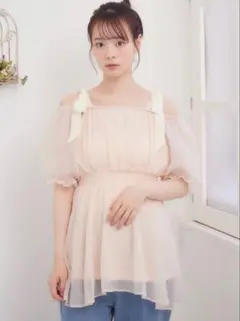 ems excite 肩リボンオフショルチェニック F