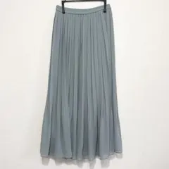 ユニクロ シフォンプリーツスカート M くすみグリーン ウエストゴム