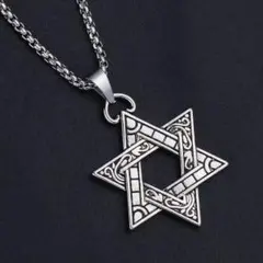【大人気】メンズ シルバー 星型 チェーン ネックレス ストリート ヘキサグラム