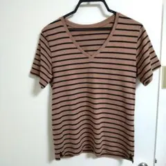 オペークドットクリップ　ボーダー半袖　Tシャツ