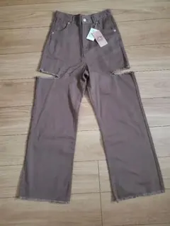 《新品未使用》ブラウン ワイドレッグデニム Mサイズ