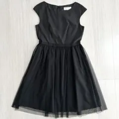 値下げ【ロペピクニック】チュールワンピース ドレス ブラック フレンチスリーブ