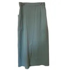 美品 ジーユー GU ロングスカート M 水色 ポケット付 ゴムウエスト