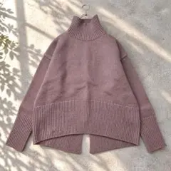 ★美品◆アダムエロペ◆アルパカ混♡タートルバックスリットニットプルオーバーLA