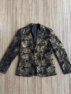 黒と金の花柄 テーラードジャケット　派手　総柄