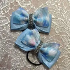 和柄リボンヘアゴム 2個セット