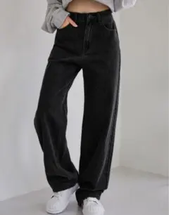 デニム ジーンズ 黒 ブラック ストレート パンツ