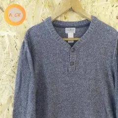 エルエルビーン L.L.Bean ニット Lサイズ ヘンリーネック グレー 無地