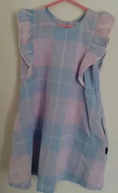 セラフ Seraph　水色とピンクのチェック柄ワンピース 110