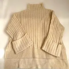 Discoat リブ編みベージュハイネックセーター (F) 未使用品