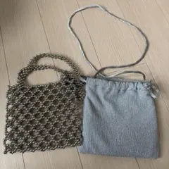 ビーズ編み グレー ショルダーバッグ