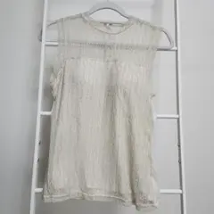 GU アイボリー レース調 ノースリーブ L