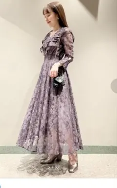 新品タグ付き✨snidel レースオケドレス　パープル　グレー