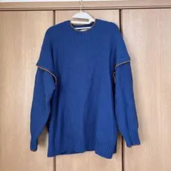 ローリーズファーム　青 リブ編み 長袖ニット