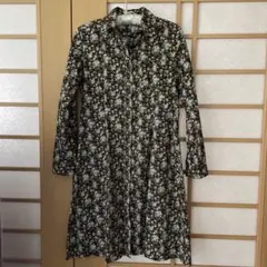 花柄 長袖シャツワンピース　シャツブラウス