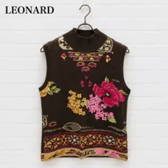 美品⭐️レオナール ニットベスト LL 花柄 ハイネック シルク混のサムネイル