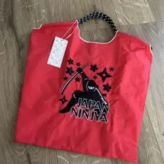 D.KELLY エコバッグ 忍者 レッド NINJA 刺繍 ナイロン　バッグ