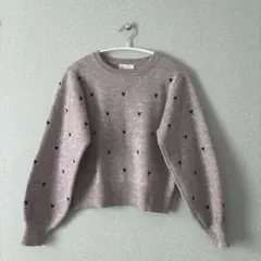 レディース グレー ハートニット ショート丈 Mサイズ