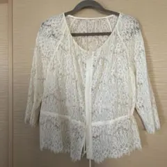 アイボリー レース カーディガン
