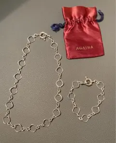 アガタ　 アクセサリー ネックレス　ブレスレット　 シルバー　２点セット