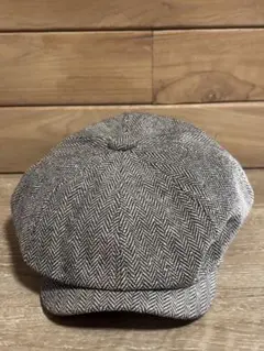 ブラウン ヘリンボーン キャスケット　ユニセックス　レトロ　おしゃれ帽子　英国風