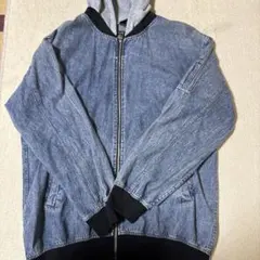 REINETTE デニムブルー フード付きジップアップジャケット