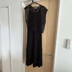 GUブラック メッシュノースリーブワンピース XL