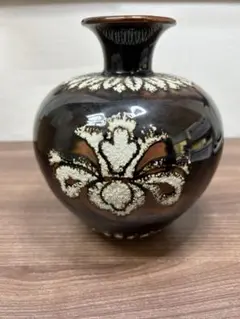 陶芸 花瓶 園山 銘入り 壺 華道