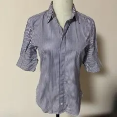【新品タグ付】RALPH LAUREN ストライプ 半袖シャツ パープル　M
