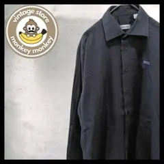 mz911 カルバンクライン　ワークシャツ　ダークグレー　刺繡ロゴ